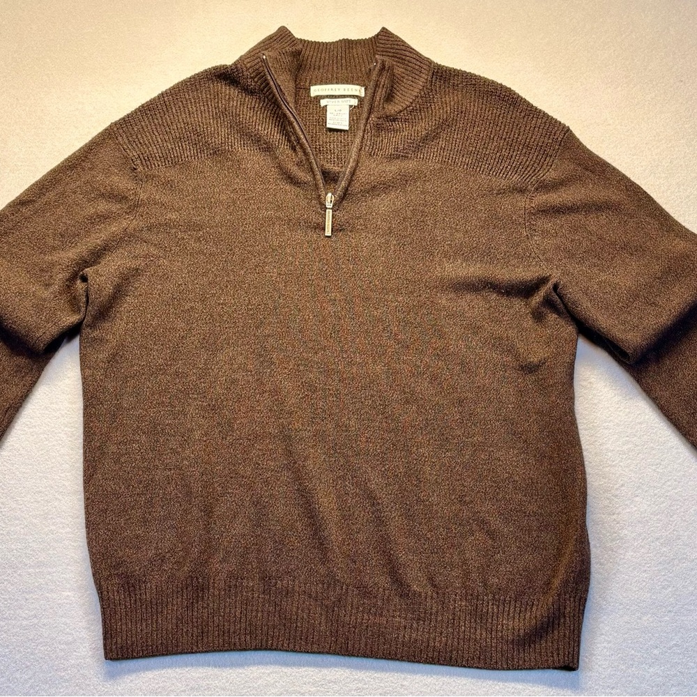 Geoffrey Beene Men's Chocolate Zip-Up Sweater